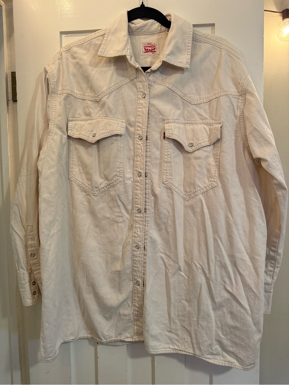 Levi's Men's Cream Western Snap-Front Shirt